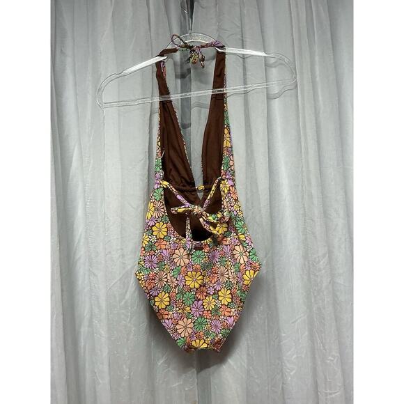 Roxy swim All About Sol One Piece Floral Hippie V-neck Low back Adjustable Tie S - Picture 8 of 10